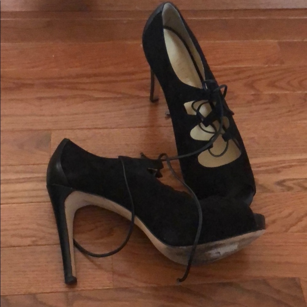 Talbots Black Suede Lace Up Booties
